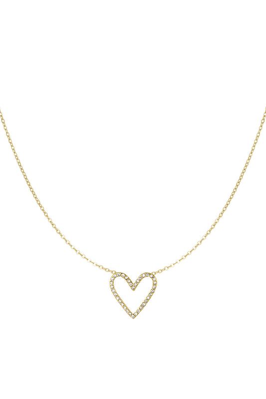 KETTING GLITTER HART GOUD