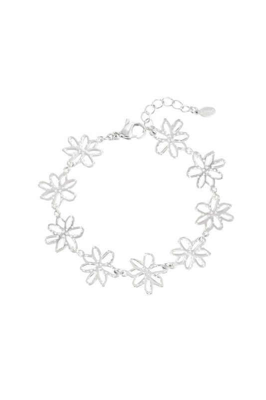 ARMBAND FLOWERPOWER ZILVER