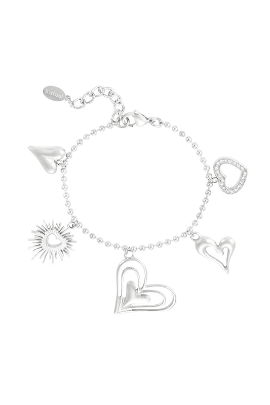 ARMBAND LOVING HEARTS ZILVER