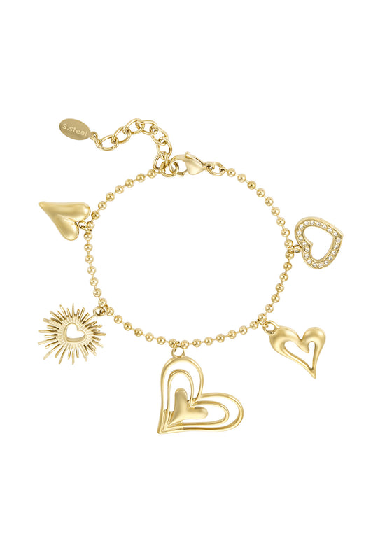 ARMBAND LOVING HEARTS GOUD