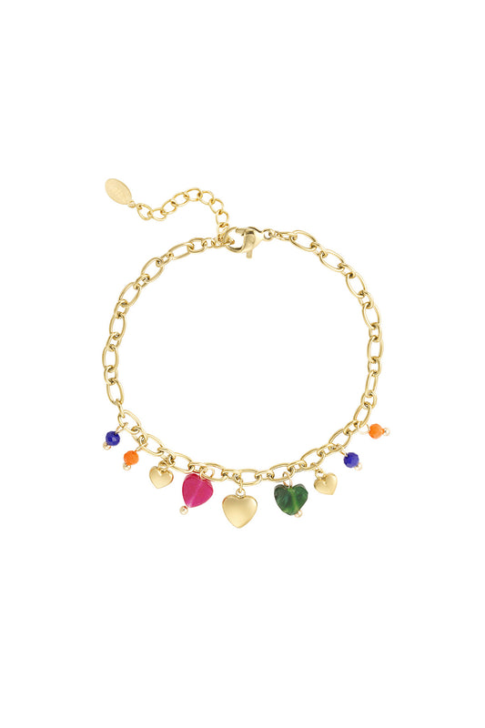 ARMBAND VIBRANT HEARTS GOUD