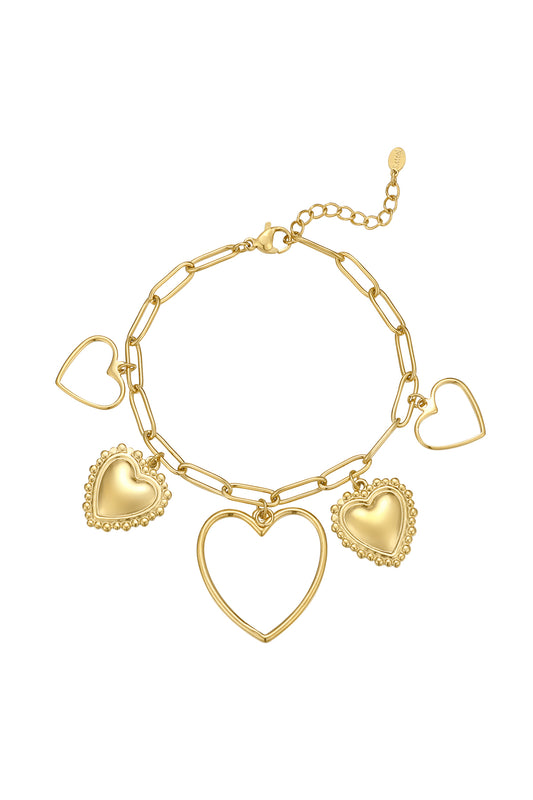 ARMBAND OPEN HEARTS GOUD