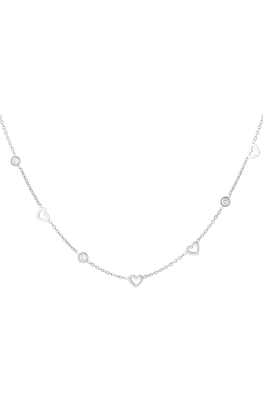 KETTING DIAMANT HART ZILVER