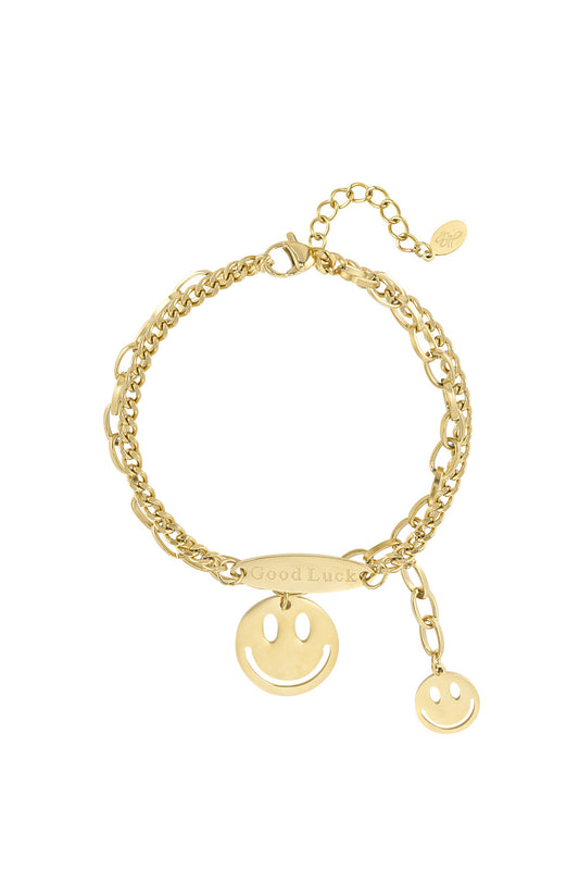 ARMBAND DOUBLE SMILEY GOUD