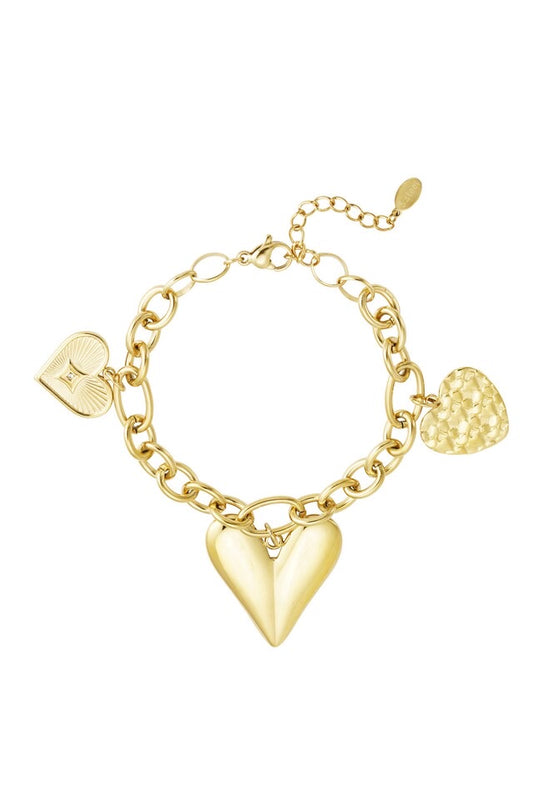 ARMBAND TRIPLE HEART GOLD