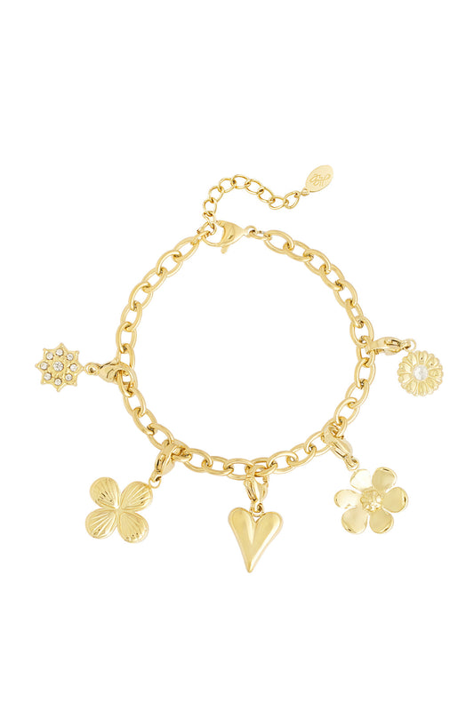 ARMBAND FLOWERHEART GOUD