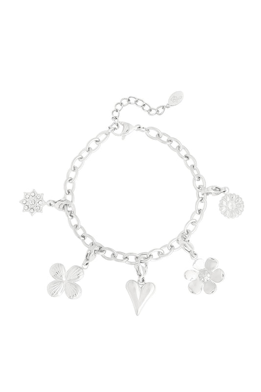 ARMBAND FLOWERHEART ZILVER