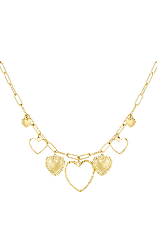 KETTING OPEN HEARTS GOUD