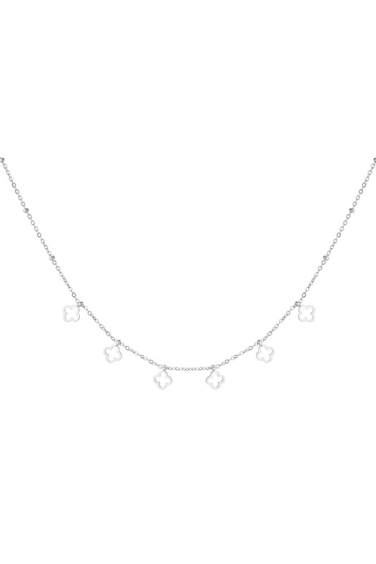 KETTING 6 KLAVERTJES ZILVER