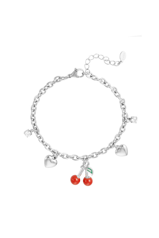 ARMBAND CHERRY CHARM ZILVER