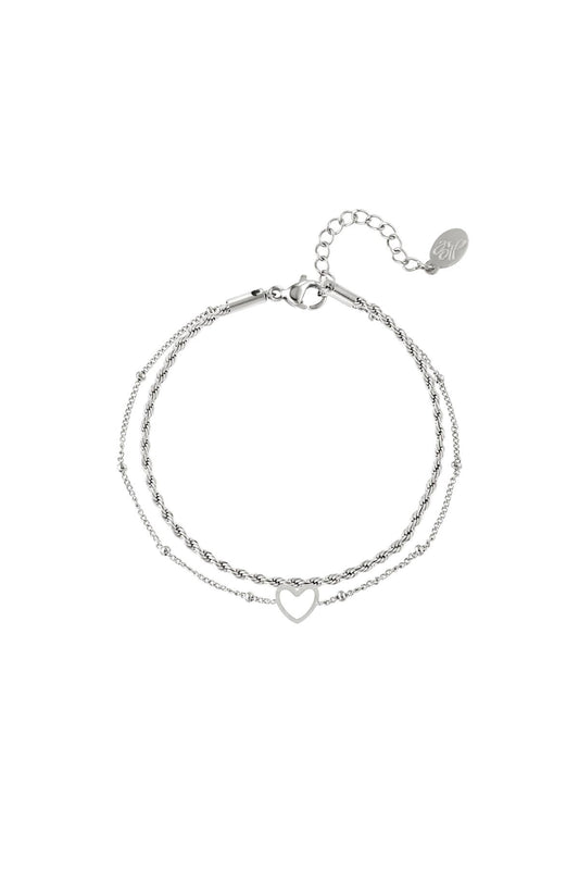 ARMBAND DOUBLE LOVE ZILVER
