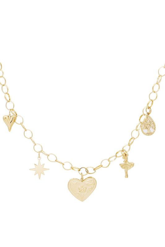 KETTING SPARKLE HEARTFELT GOUD