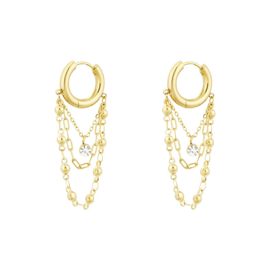 EARRINGS CHAINED UP GOLD