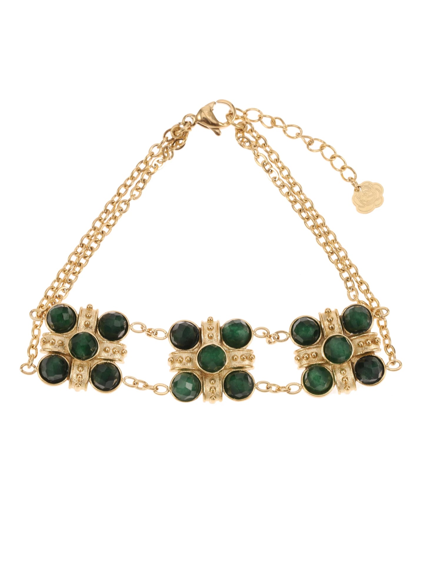 ARMBAND TRIPLE BLOOM GREEN  - ROSE & CAMELLIA