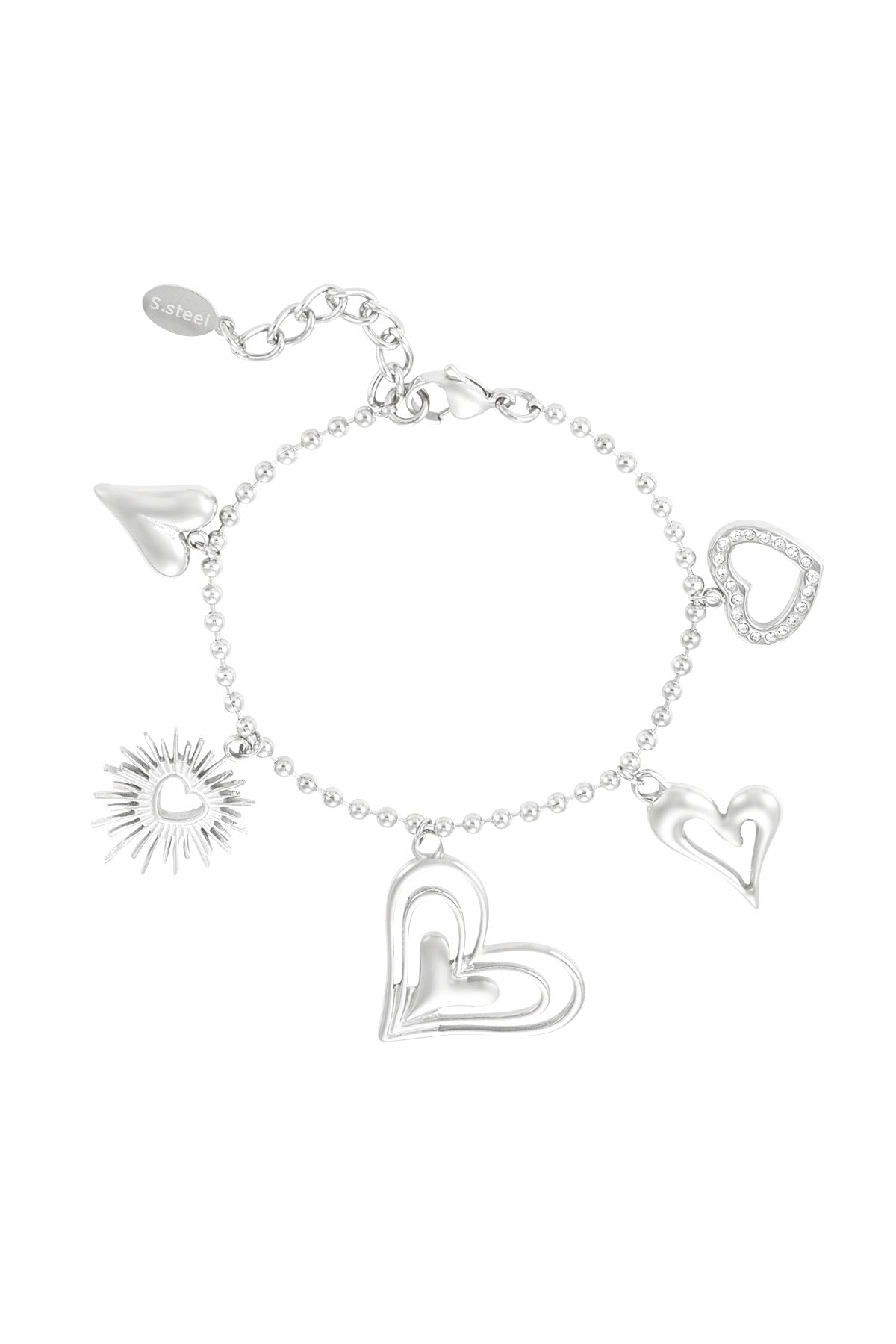 ARMBAND LOVING HEARTS ZILVER