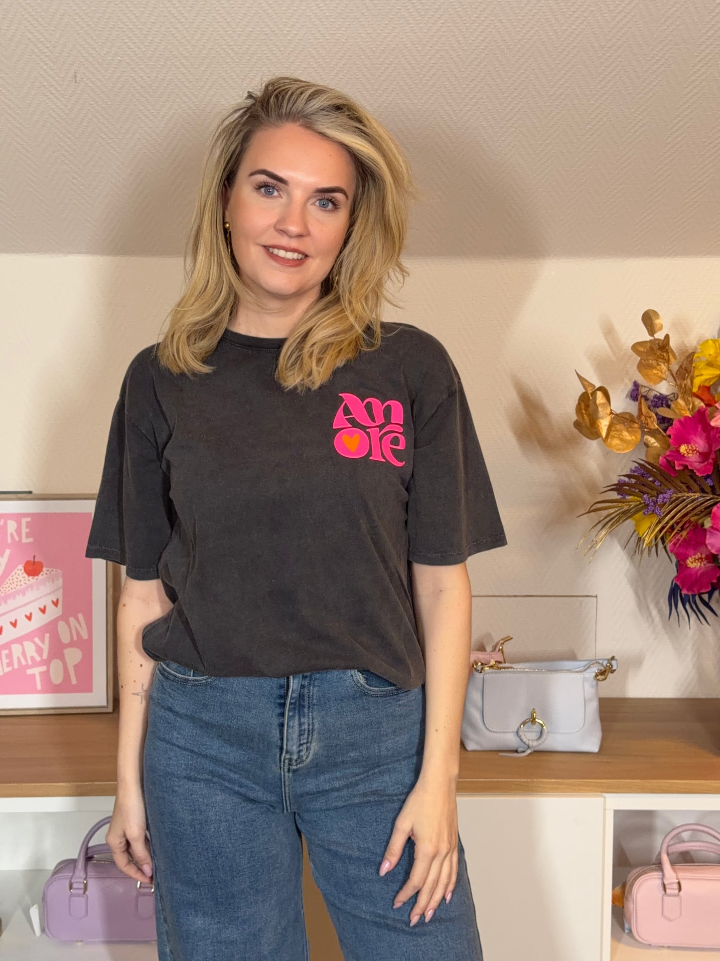 T-SHIRT AMORE GRIJS