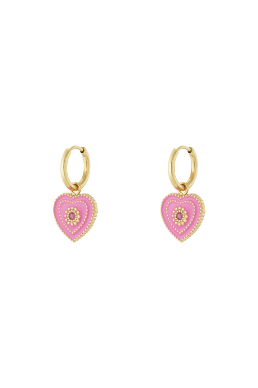 OORBELLEN HARTJE ROZE