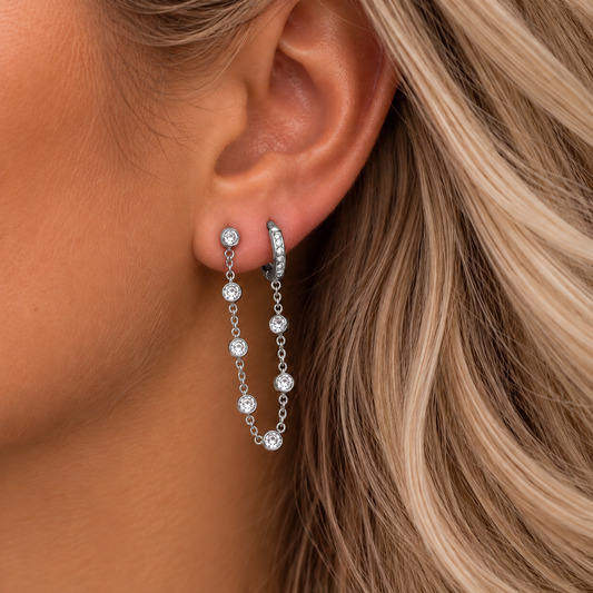 OORBEL STRASSY STRASS ZILVER Kinaofashionboutique