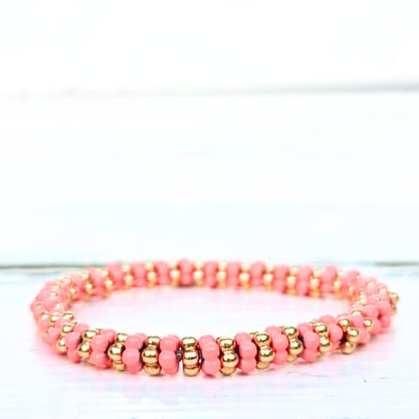 ARMBAND FLOWERBEADS ROZE - LABEL SIX