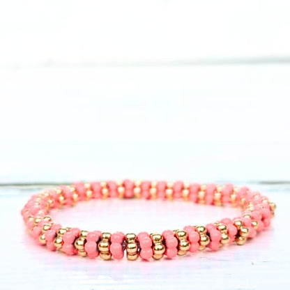 ARMBAND FLOWERBEADS ROZE - LABEL SIX