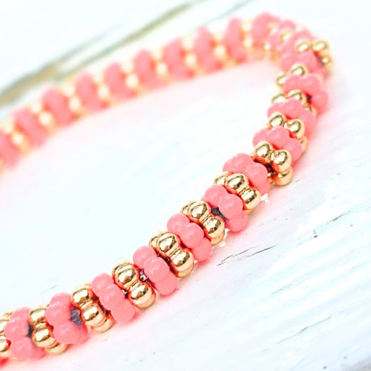 ARMBAND FLOWERBEADS ROZE - LABEL SIX