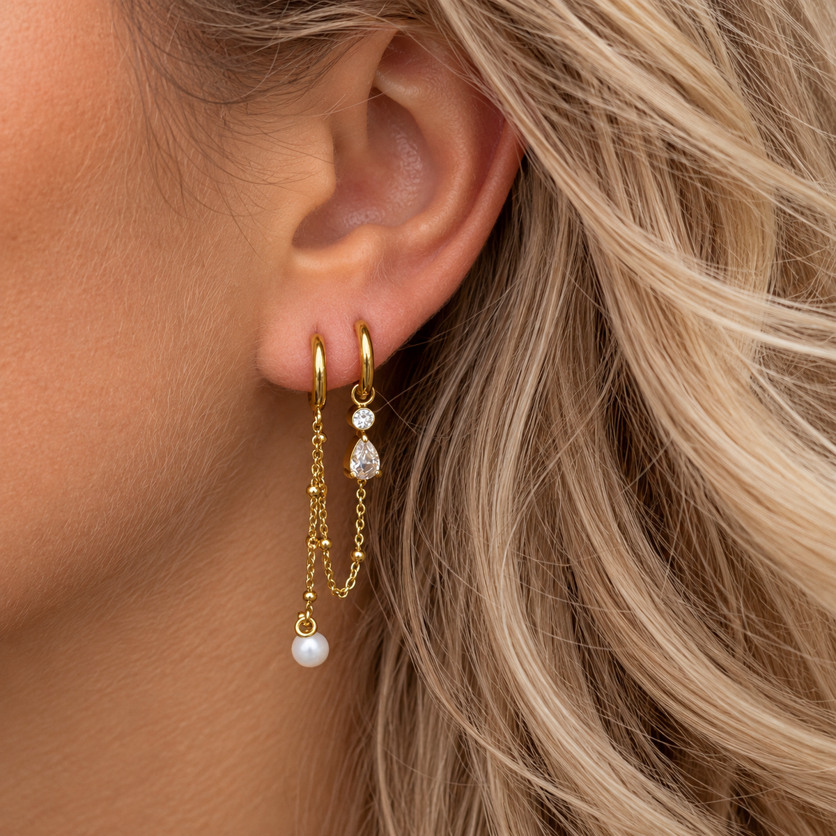 OORBELLEN PAREL BLING GOUD Kinaofashionboutique