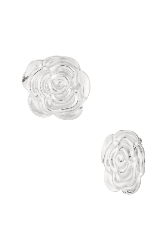 OORBELLEN BLOEM ZILVER
