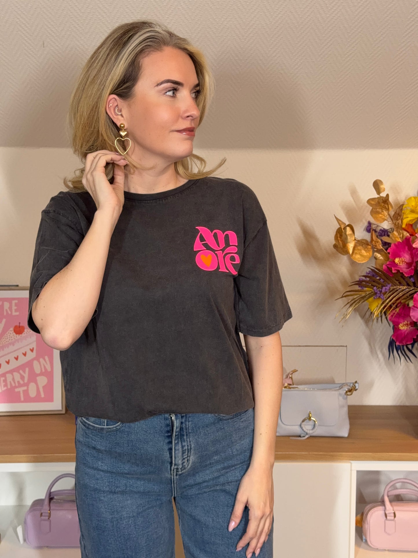 T-SHIRT AMORE GRIJS