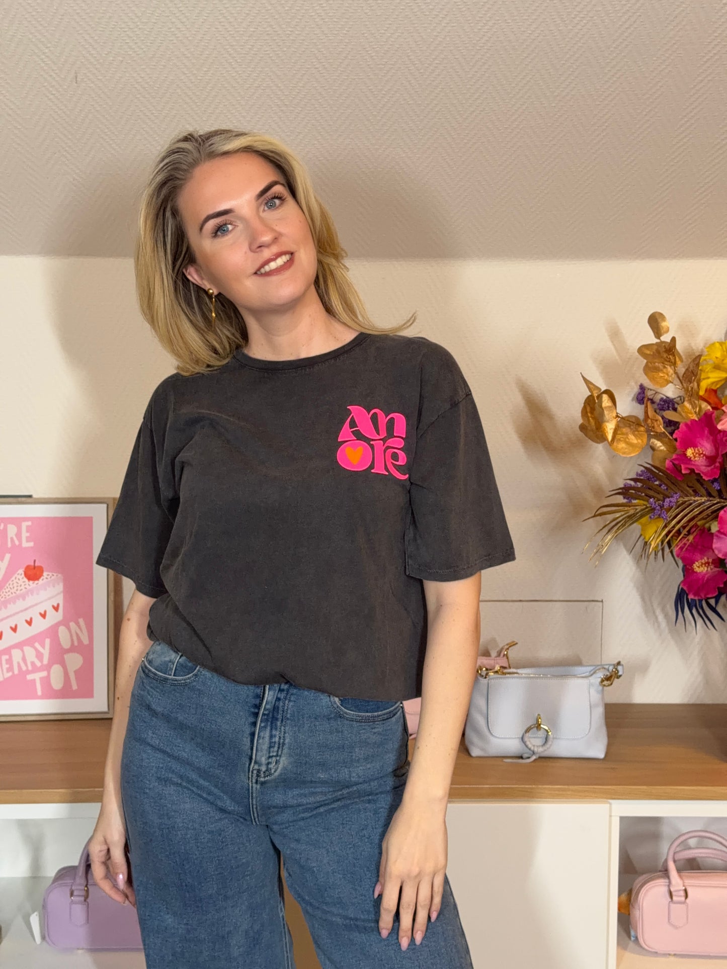 T-SHIRT AMORE GRIJS
