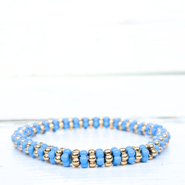 ARMBAND FLOWERBEADS BLAUW - LABEL SIX