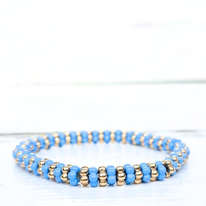ARMBAND FLOWERBEADS BLAUW - LABEL SIX