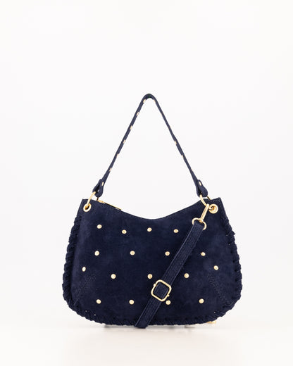 TAS CASEY SUEDE DONKER BLAUW Kinaofashionboutique