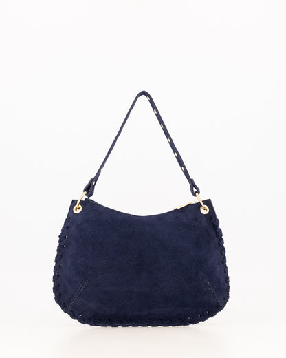 TAS CASEY SUEDE DONKER BLAUW Kinaofashionboutique