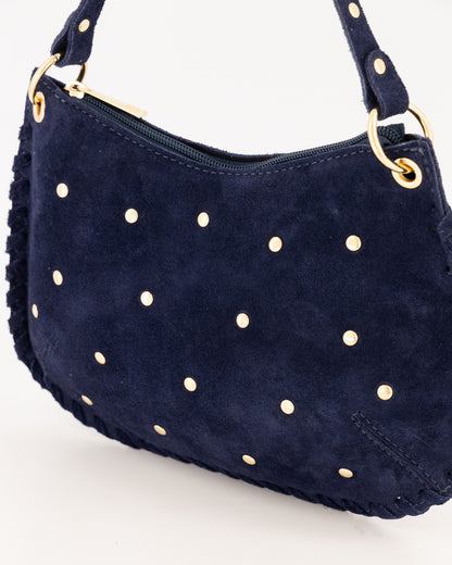 TAS CASEY SUEDE DONKER BLAUW Kinaofashionboutique