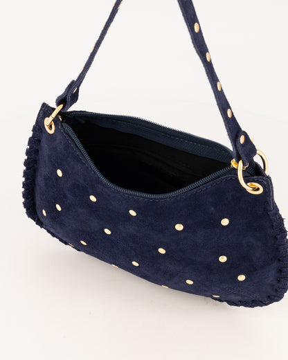 TAS CASEY SUEDE DONKER BLAUW Kinaofashionboutique