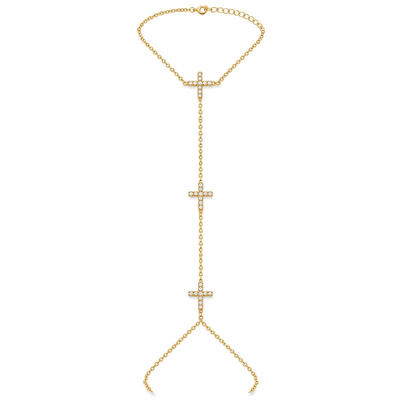 ARMBAND HANDCHAIN CROSS GOUD