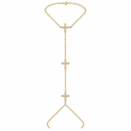 ARMBAND HANDCHAIN CROSS GOUD