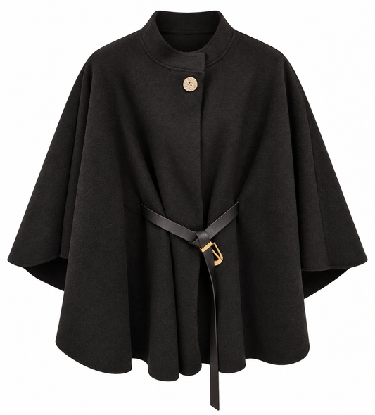 PONCHO VEST ZWART Kinaofashionboutique