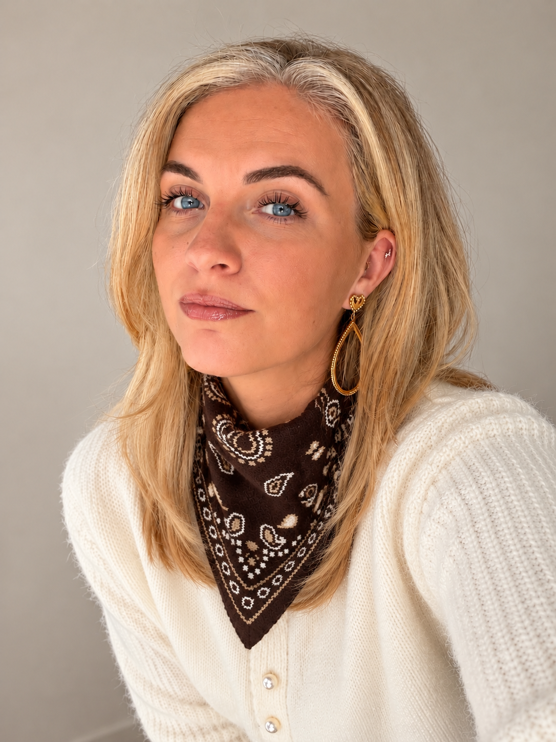 SJAAL GEBREID PAISLEYPRINT BRUIN Kinaofashionboutique