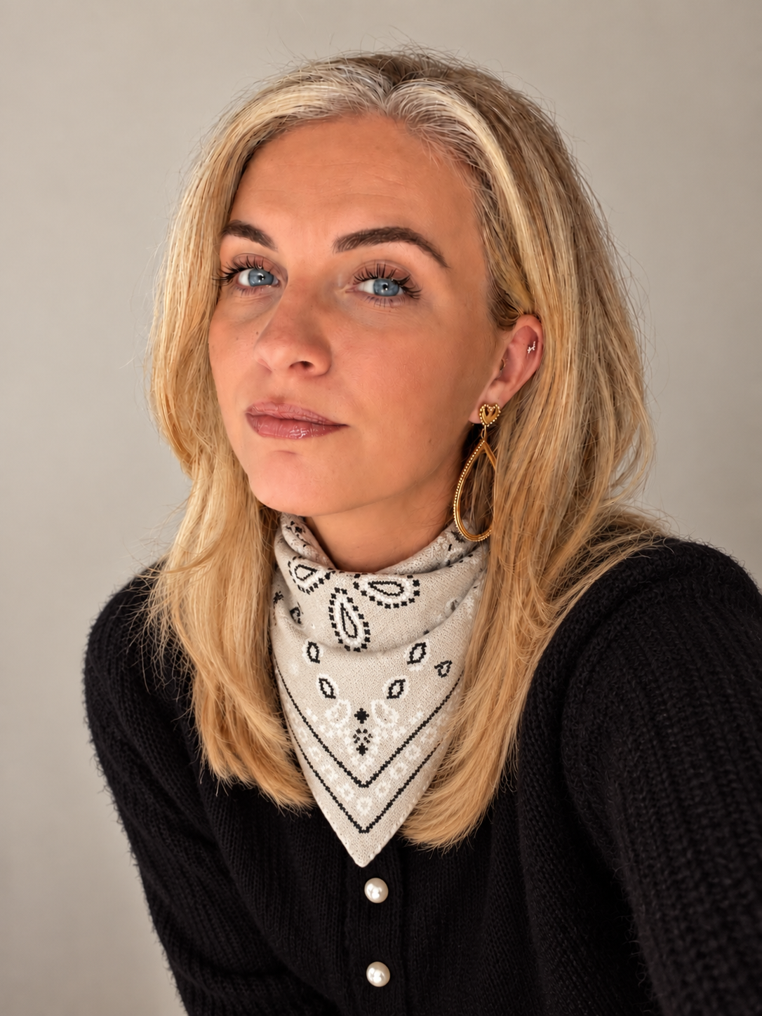 SJAAL GEBREID PAISLEYPRINT ECRU Kinaofashionboutique