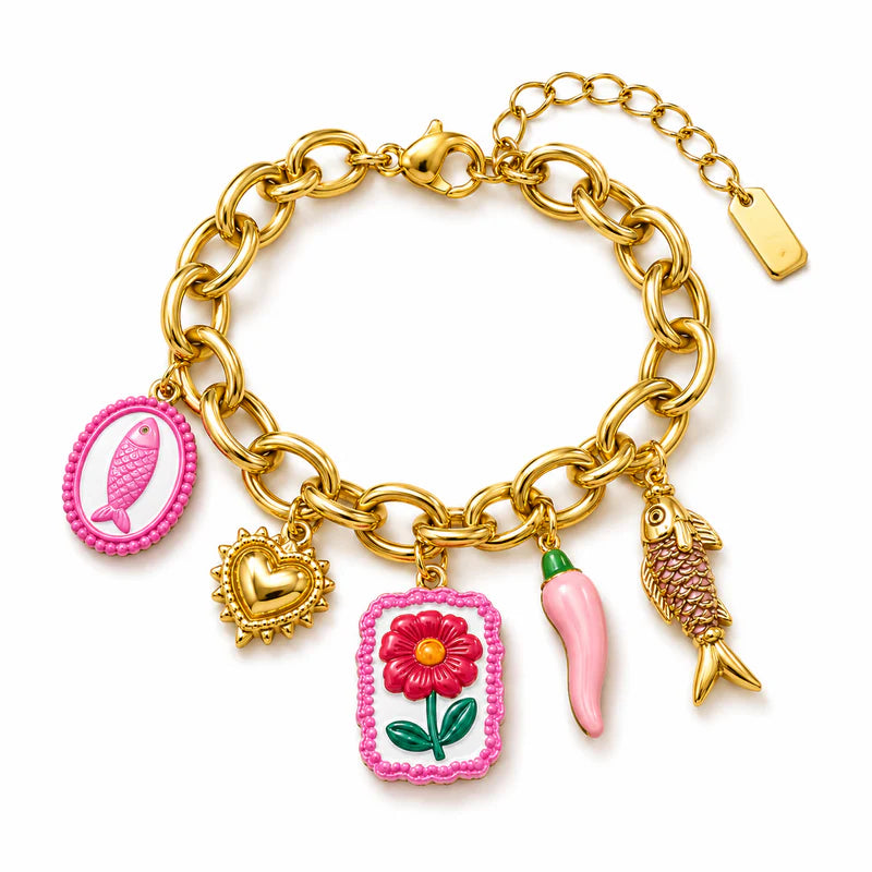 ARMBAND FLOWER BEDEL ROZE