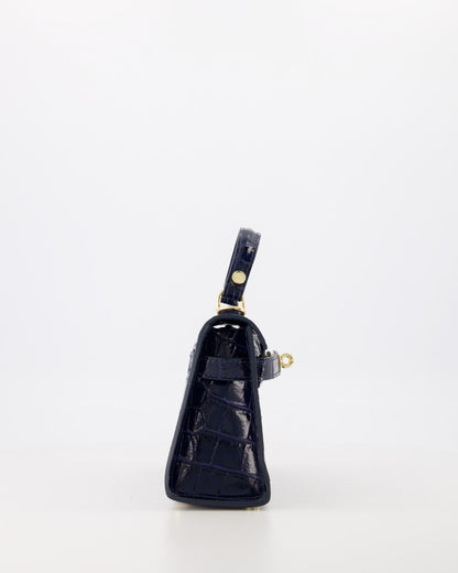 TAS GRACE CROCO DONKER BLAUW Kinaofashionboutique