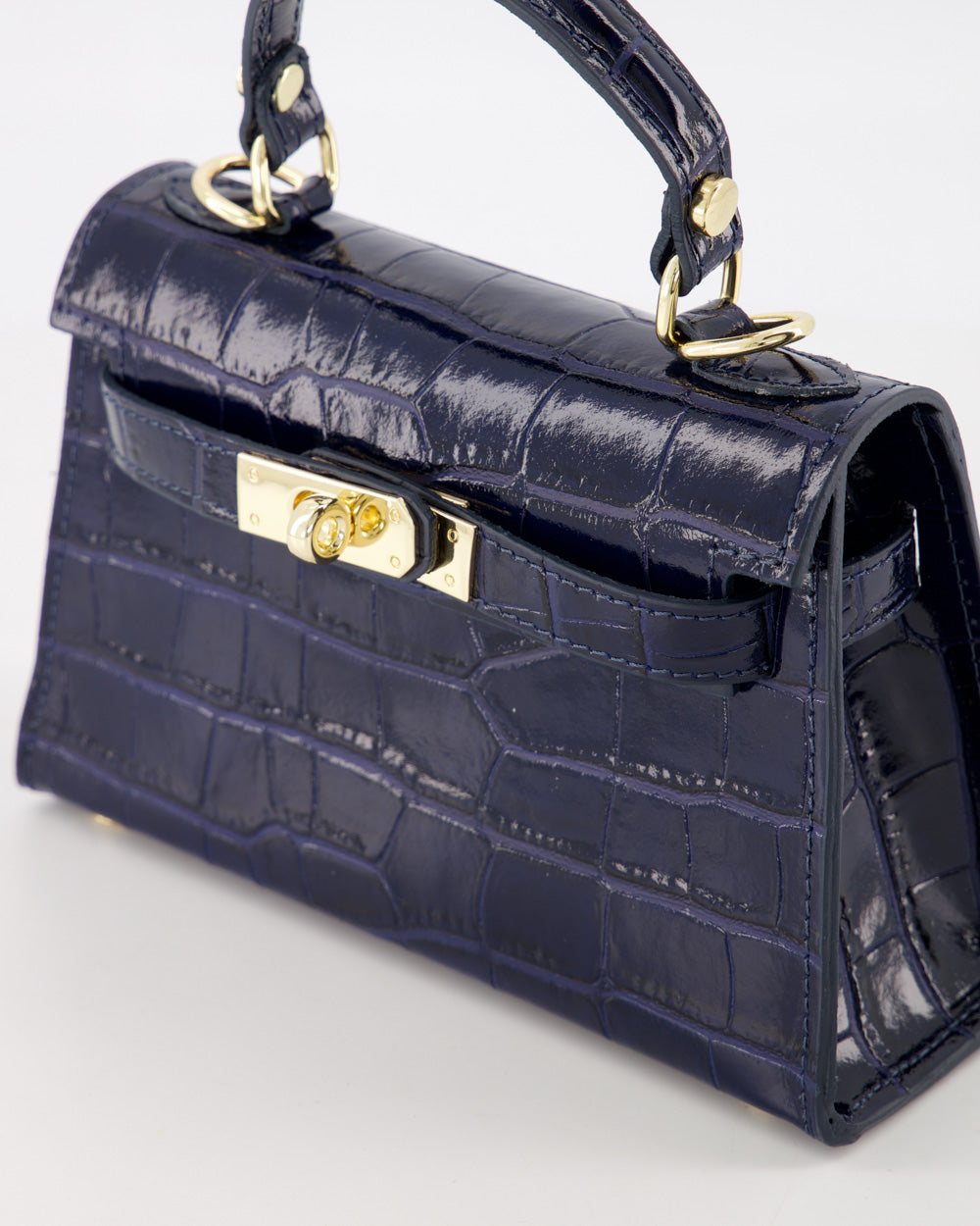 TAS GRACE CROCO DONKER BLAUW Kinaofashionboutique
