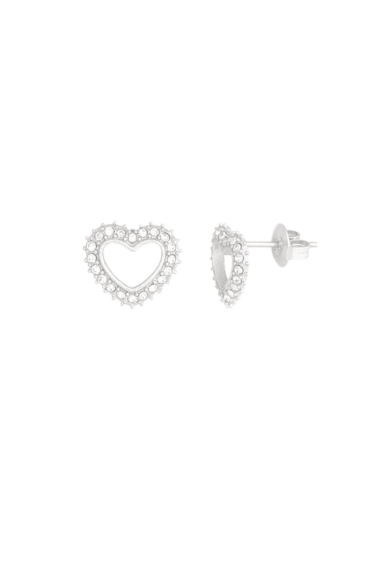 OORBELLEN HART STUDS ZILVER