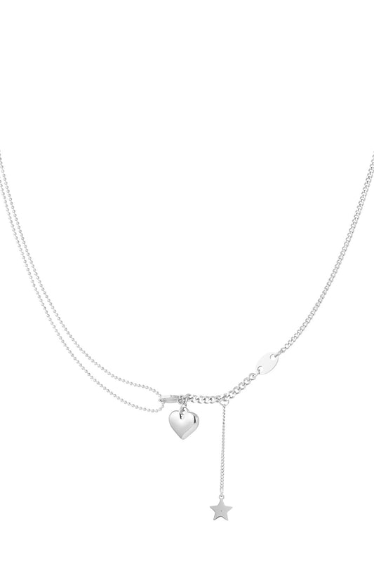 KETTING HART STER ZILVER