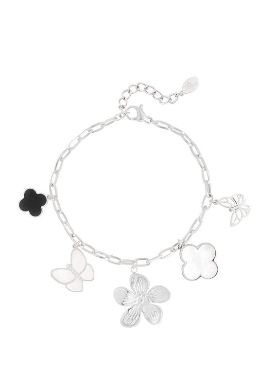 ARMBAND FLOWERS ZILVER