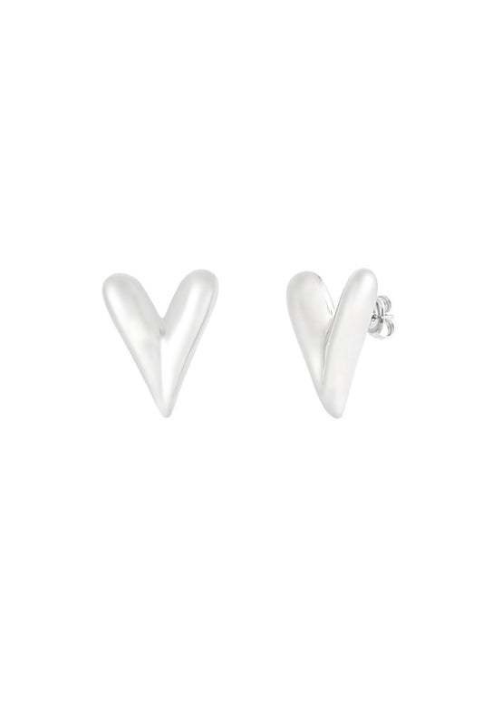 OORBELLEN HEARTS ZILVER
