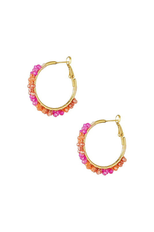 OORBELLEN BEAD FIESTA ROZE
