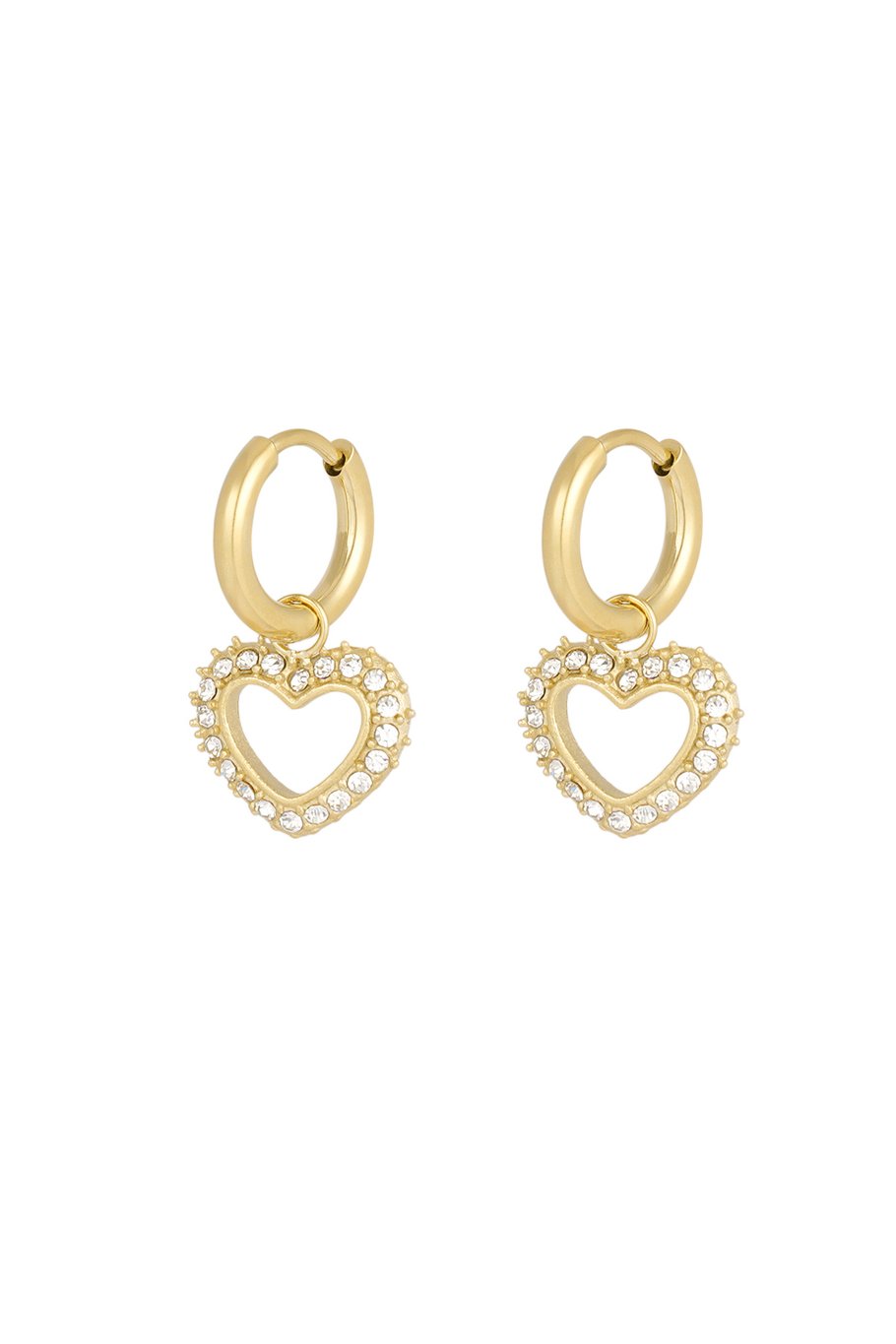 OORBELLEN DIAMOND HEARTS GOUD