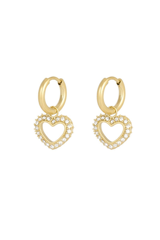 OORBELLEN DIAMOND HEARTS GOUD